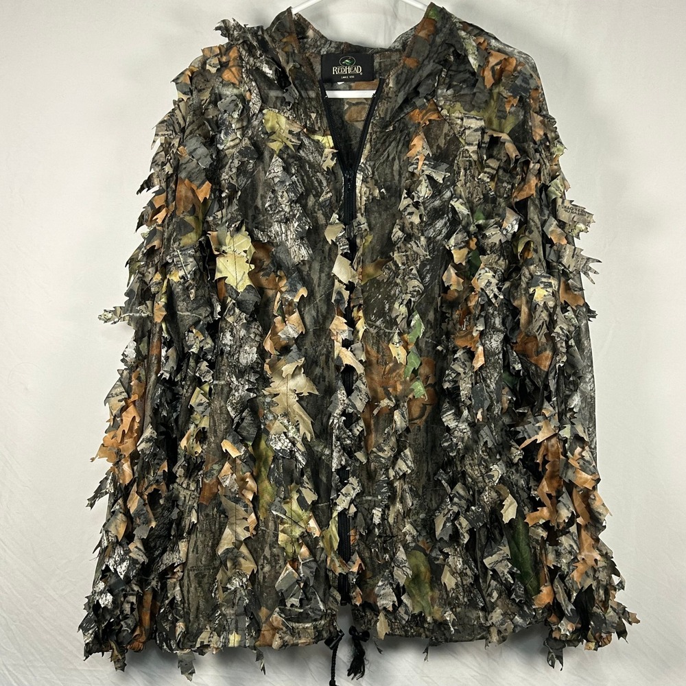 RedHead 3D Leafy Camo Suit Mens S/M Green Brown Ghillie Hunting Jacket Pants Set